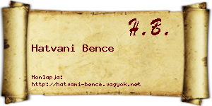 Hatvani Bence névjegykártya